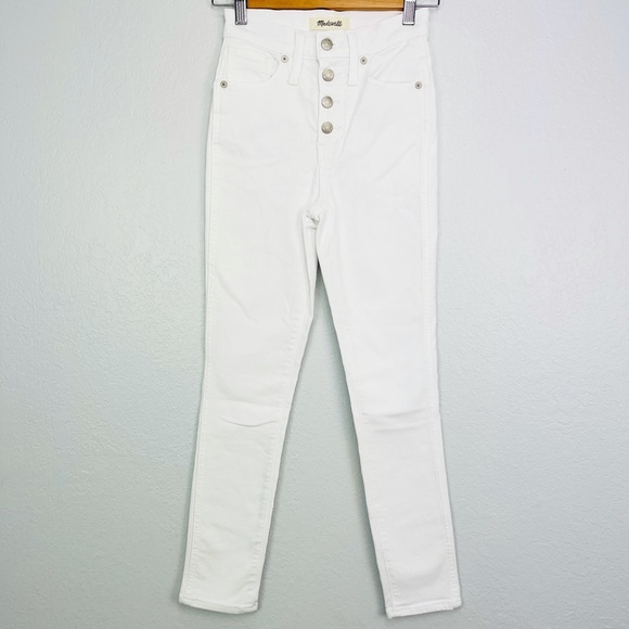 NWOT MADEWELL 10” HIGH RISE SKINNY CROP WHITE HIGH WAISTED BUTTON SKINNG JEANS - Picture 7 of 9
